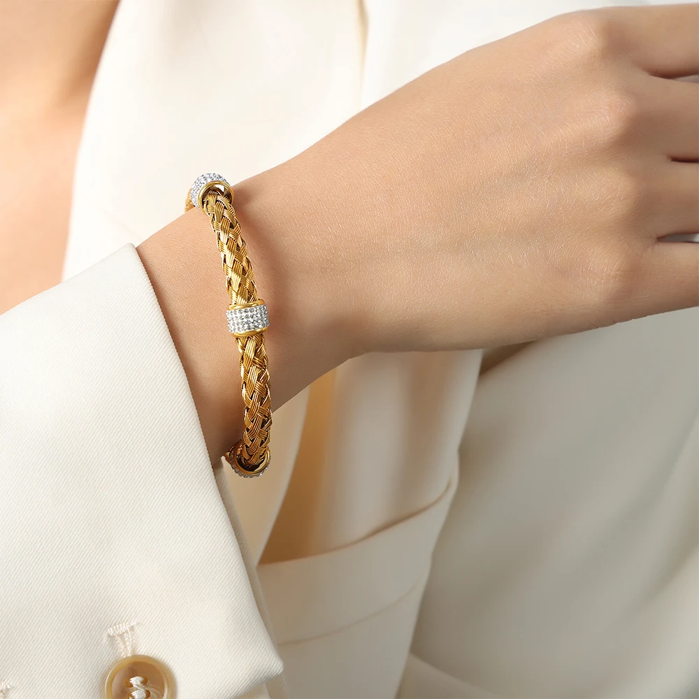 High-End Woven  Gold Plated Bracelet