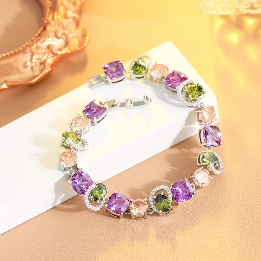 Sparkling CZ Stone Charm Bracelet