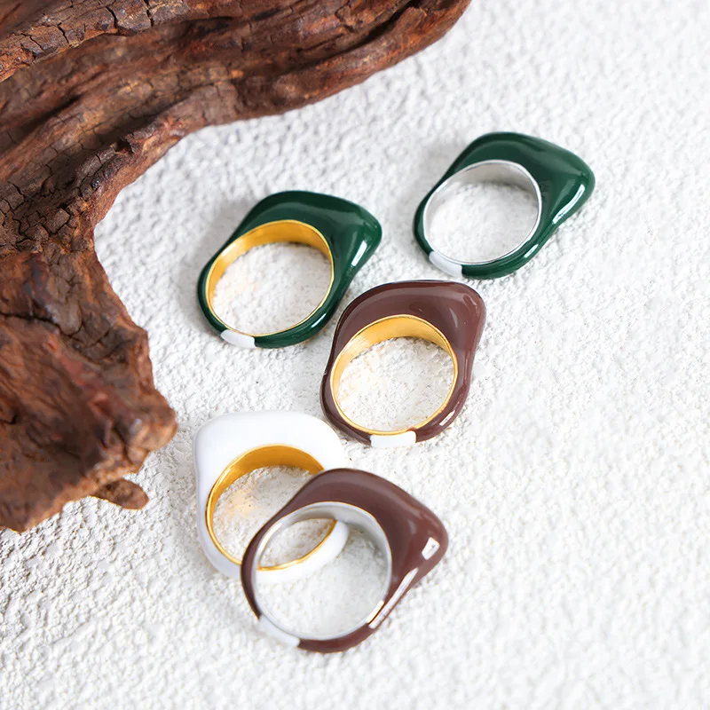 Vibrant Multi-Color Enamel Rings